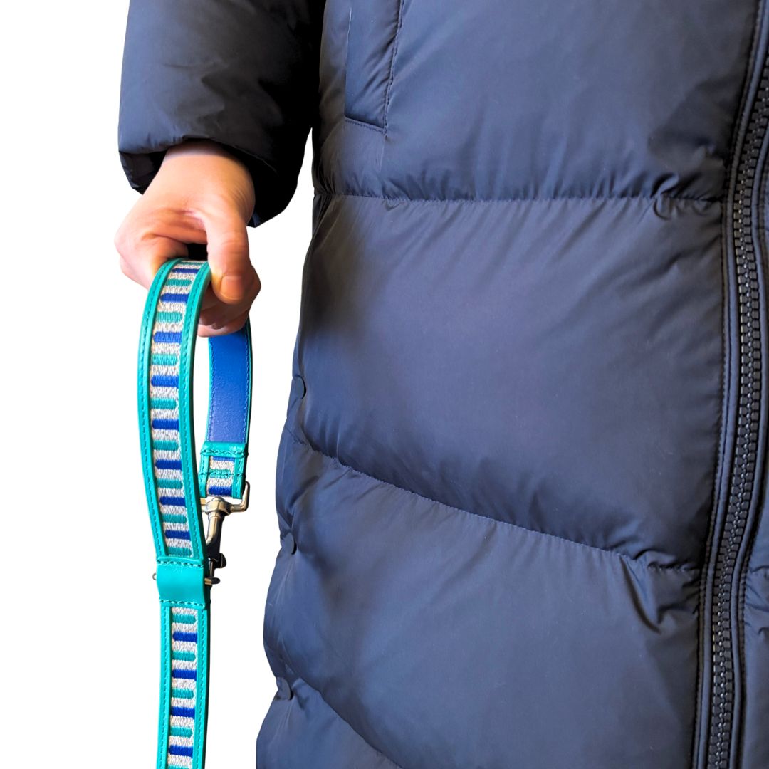 Set hals-en leiband - Leer - GLOW - Blauw