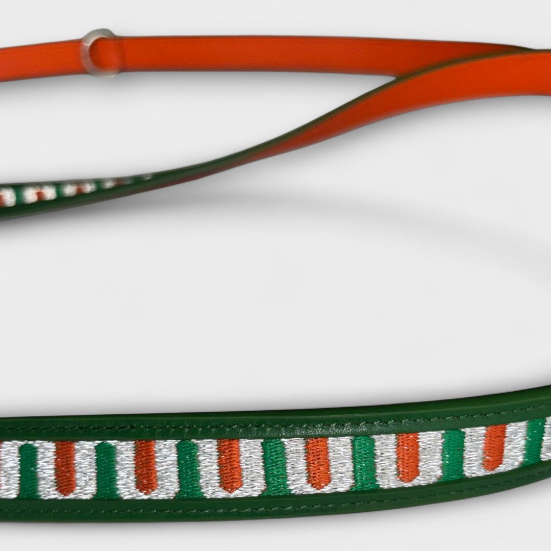 Set hals-en leiband - Leer - GLOW - Groen